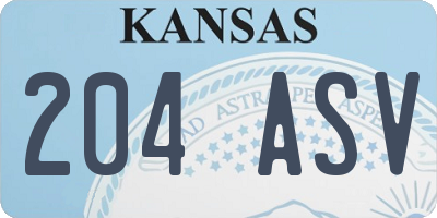 KS license plate 204ASV