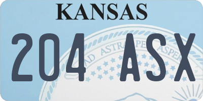 KS license plate 204ASX