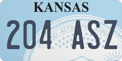 KS license plate 204ASZ