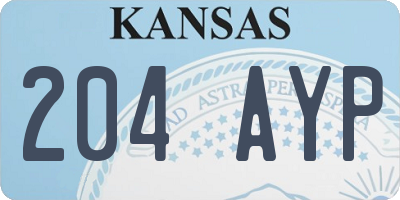 KS license plate 204AYP