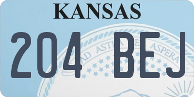 KS license plate 204BEJ