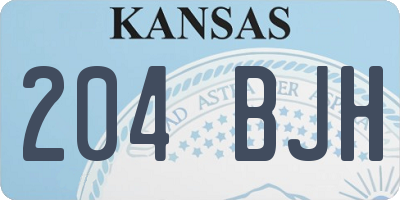 KS license plate 204BJH