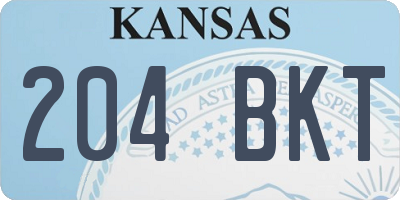 KS license plate 204BKT