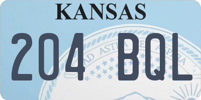 KS license plate 204BQL