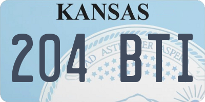 KS license plate 204BTI