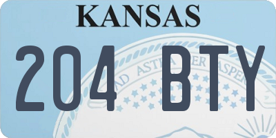 KS license plate 204BTY