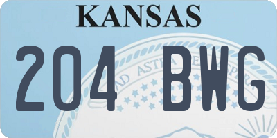KS license plate 204BWG