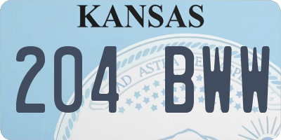 KS license plate 204BWW