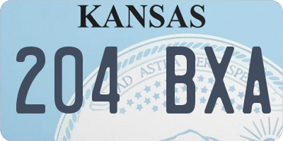 KS license plate 204BXA