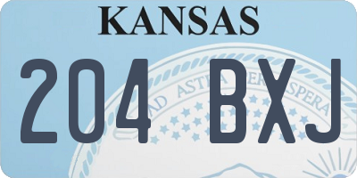 KS license plate 204BXJ