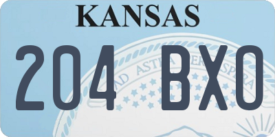 KS license plate 204BXO