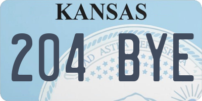 KS license plate 204BYE