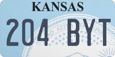 KS license plate 204BYT