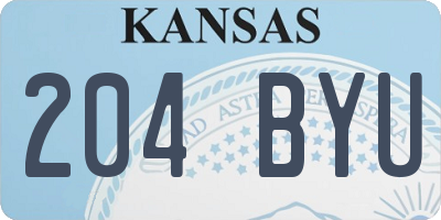KS license plate 204BYU