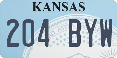 KS license plate 204BYW