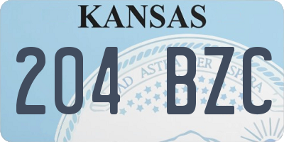 KS license plate 204BZC