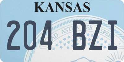 KS license plate 204BZI