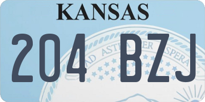 KS license plate 204BZJ