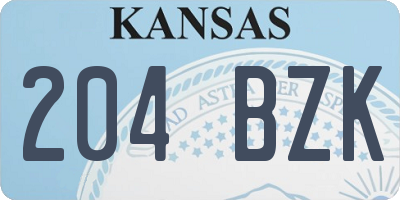KS license plate 204BZK