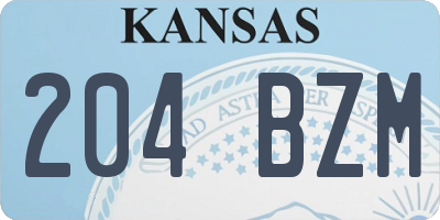 KS license plate 204BZM