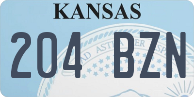KS license plate 204BZN