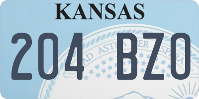 KS license plate 204BZO