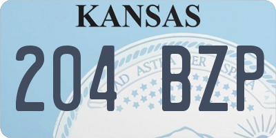 KS license plate 204BZP
