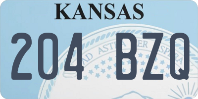 KS license plate 204BZQ