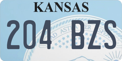 KS license plate 204BZS