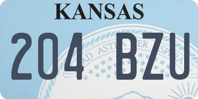 KS license plate 204BZU