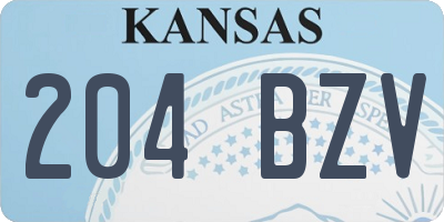 KS license plate 204BZV