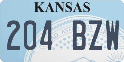 KS license plate 204BZW