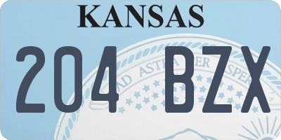 KS license plate 204BZX