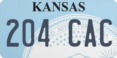 KS license plate 204CAC