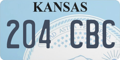 KS license plate 204CBC