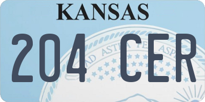 KS license plate 204CER