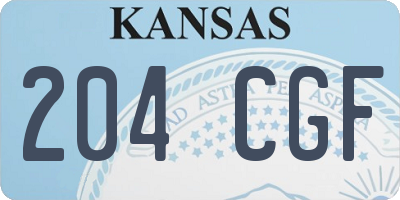 KS license plate 204CGF