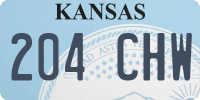 KS license plate 204CHW