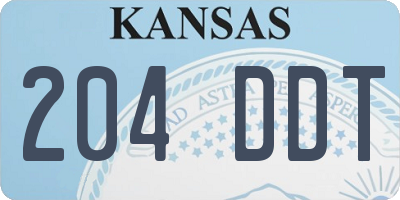 KS license plate 204DDT
