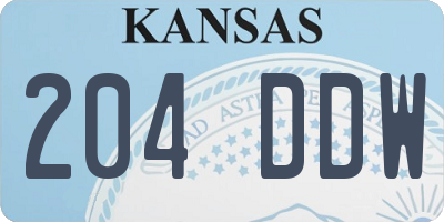 KS license plate 204DDW