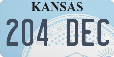 KS license plate 204DEC