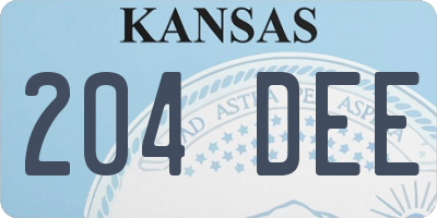 KS license plate 204DEE