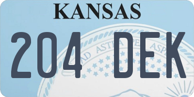 KS license plate 204DEK