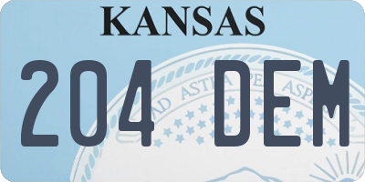 KS license plate 204DEM
