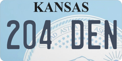 KS license plate 204DEN