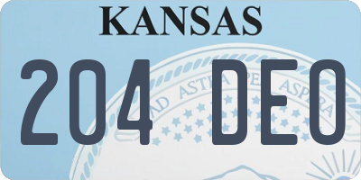 KS license plate 204DEO