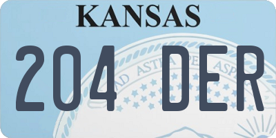 KS license plate 204DER