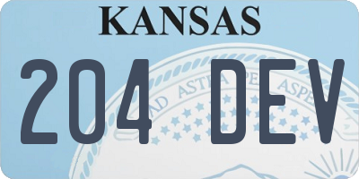 KS license plate 204DEV