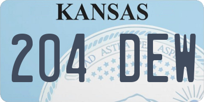 KS license plate 204DEW