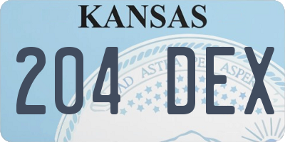 KS license plate 204DEX